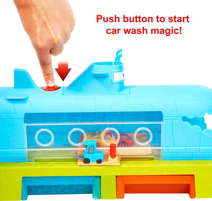 Mattel Disney and Pixar Cars Toys, Submarine Car Wash Playset with Color-Change Lightning McQueen Toy Car, Water Play- nowalshop