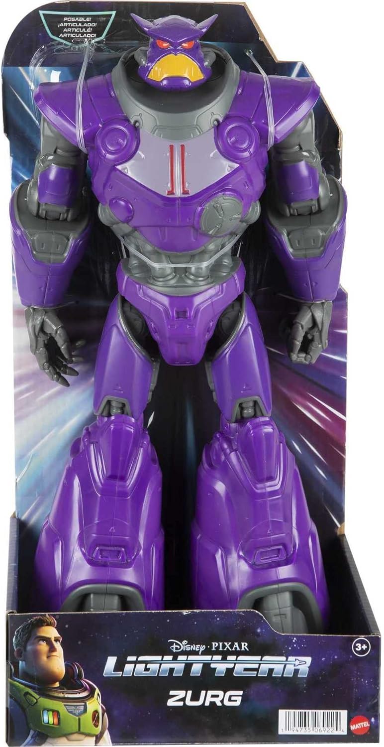 Mattel Disney Pixar Lightyear Large Scale Zurg Action Figure, 13.75 in Tall Authentic Movie Toy 11 Movable Joints, Collectible Gift for Kids 4 Years & Up